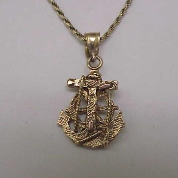 Estate Stamped 10k 2-tone Gold Religious Pendant Cross Charm
